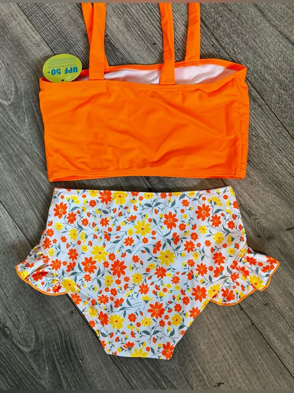 NWT Happy Town Toddler Orange Floral Two Piece Swimsuit-5T/6T - Picture 7 of 10